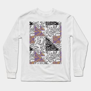 Minimalist Leaf Line Art Illustration as a Seamless Surface Pattern Design Long Sleeve T-Shirt